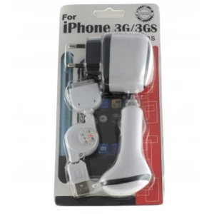 3-i-1 laddarpaket för Apple iPod, iTouch, iPhone 3G