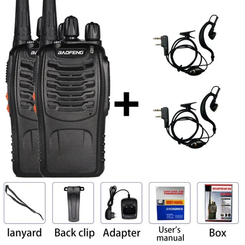 2-pack Baofeng BF-888S dual band UHF 5W med headset