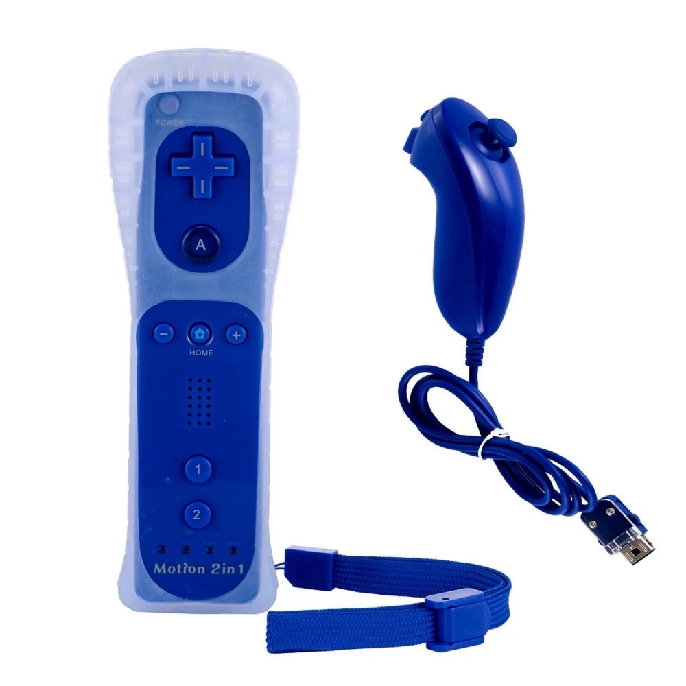 Kompatibelt Wii Remote Motion Plus + Nunchuck-paket blått