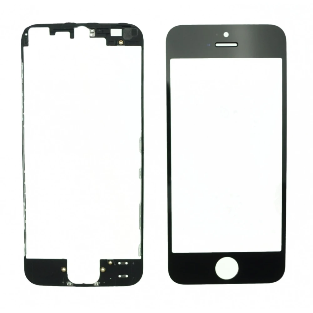Svart glasdisplay till iPhone 5 med självhäftande ram för reparation