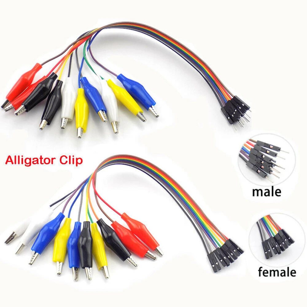 Krokodilklämmor 10Pin hane hona jumper wire test lead cable 20cm