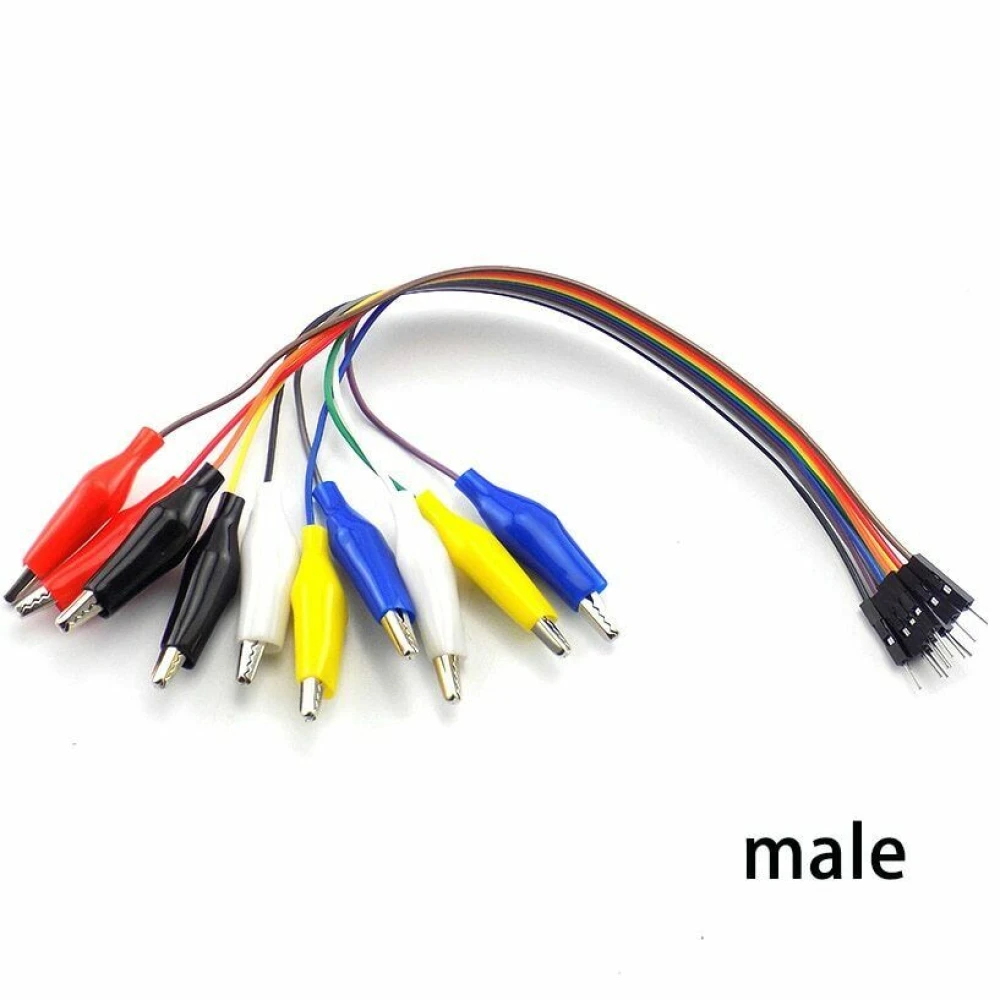 Cable de prueba con pinzas cocodrilo multicolor para electrónica