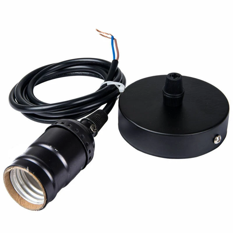 Vintage retro industriell lamphållare Edison E27 med kabel 1,1m MOD G1