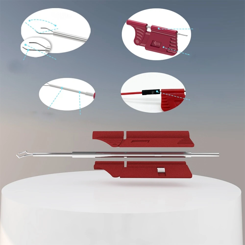 Clip de prueba para microchip SDK08 en uso sobre circuito electrónico