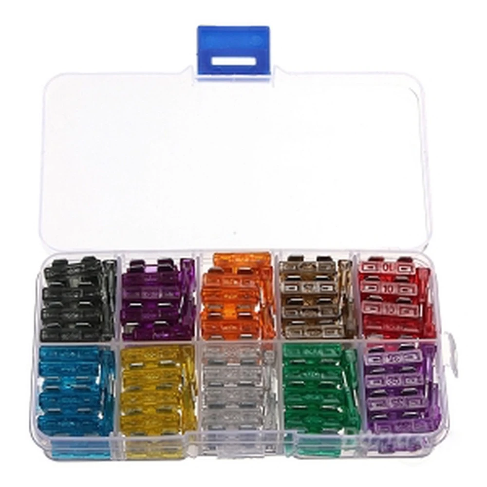 100 bilsäkringar med 10 olika värden 2A till 35A TSX TOOL