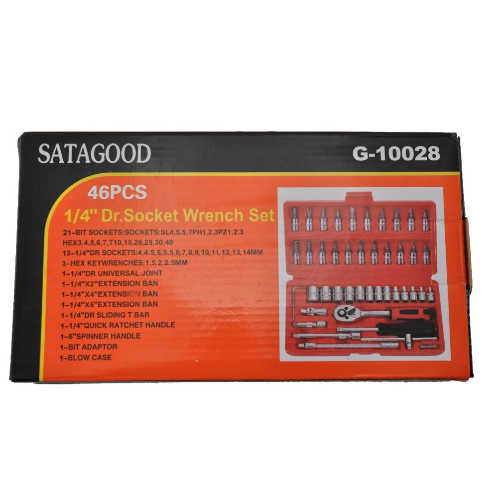 1/4 sexkants hylsnyckelsats 46 delar TSX TOOL för bil och DIY