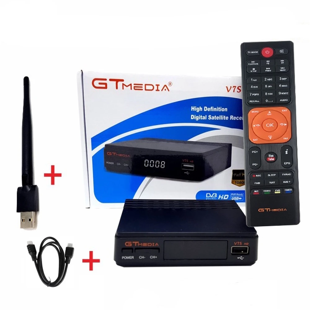 GTMEDIA Freesat V7S HD satellitmottagare med USB WiFi