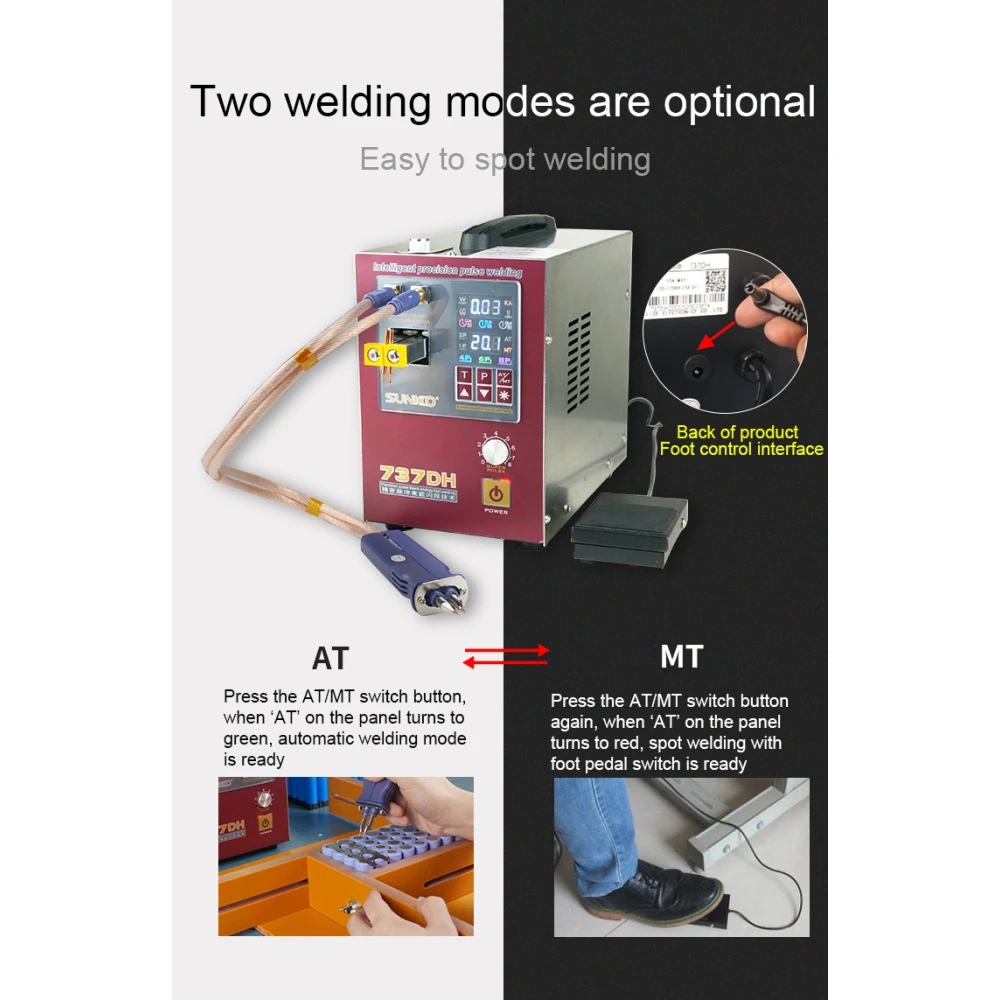 Sunkko 737DH punktsvets för litiumbatteri 18650 14500 21700