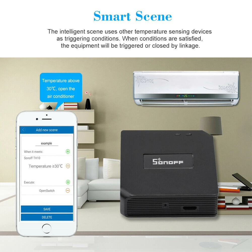 Sonoff RF Bridge 433MHz WiFi trådlös, kompatibel med Alexa och Google Home
