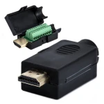 Terminal HDMI macho sin soldadura con kit de cubierta negra en uso