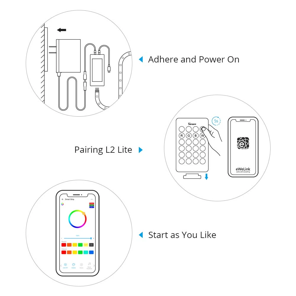 SONOFF L2 Lite smart WiFi LED-lista 5 meter med fjärrkontroll och app