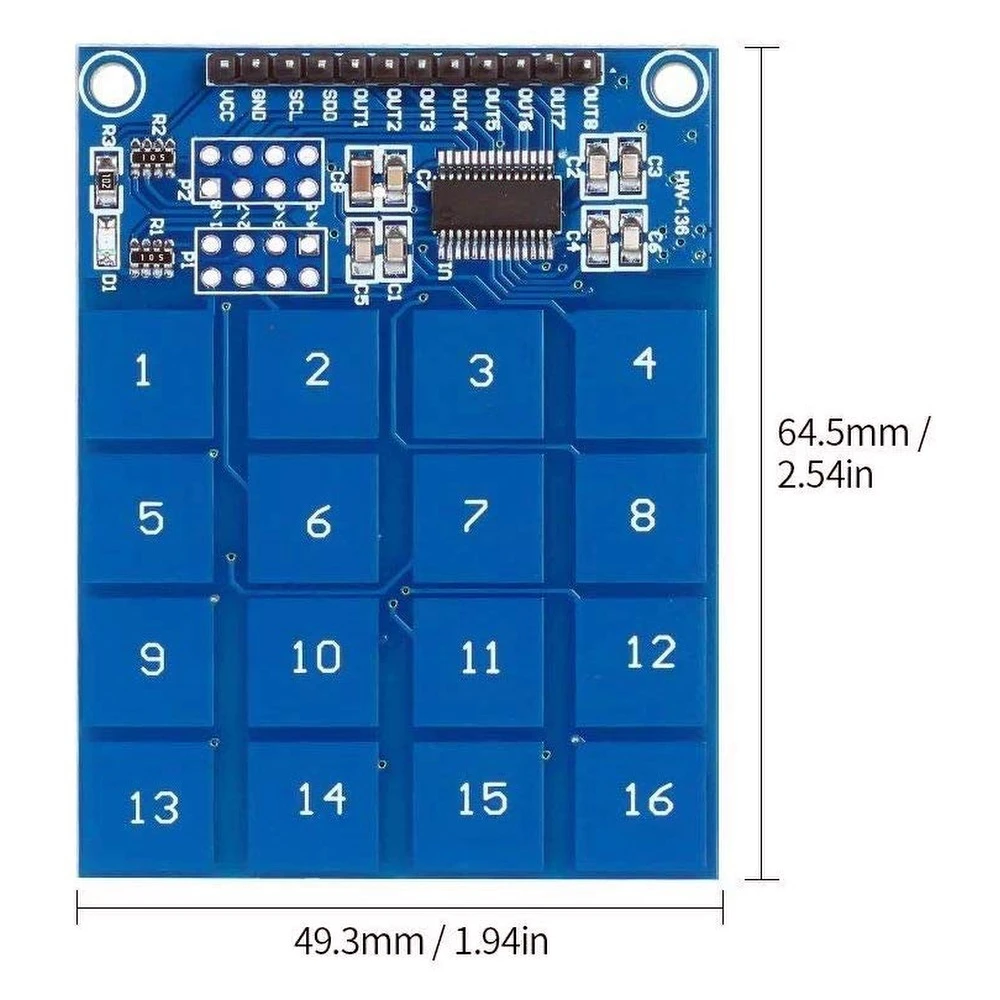 TTP229 kapacitiv touchmodul med 16 kanaler för Arduino