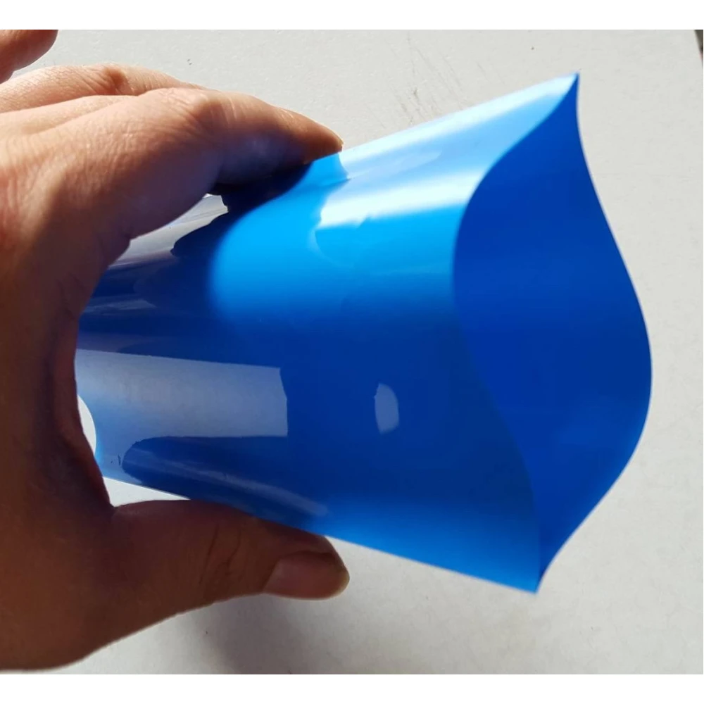 Krympslang PVC 1m x 210mm x 0.15mm för batteripack blå