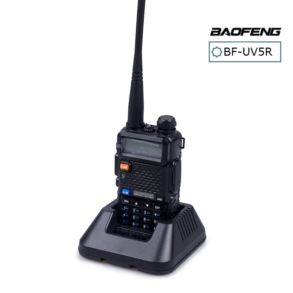 Baofeng UV-5R 8W walkie talkie med headset och dual band VHF/UHF